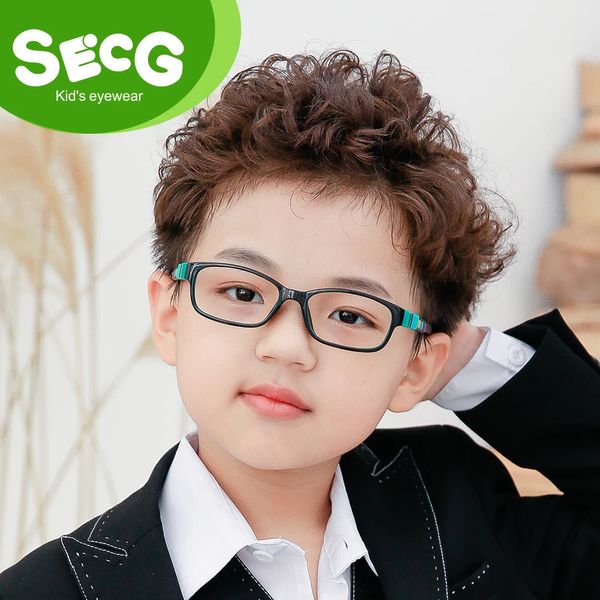 SECG детская оправа для очков, силиконовая мягкая TR90, детские очки по рецепту, оптические защитные очки, защита от падения давления 240313