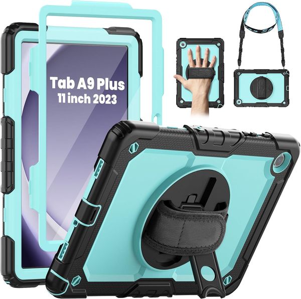 Protetor de tela integrado Híbrido à prova de choque robusto Armadura de impacto resistente Silicone PC Defender Stand Capas de aperto de mão com alça para Samsung A7 A8 A9 Plus S6 Lite S7 S8 S9 FE