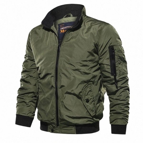 Jaqueta masculina quente outono inverno fi jaquetas militares homens piloto tático fino ajuste jaqueta multi-bolso fi exército verde x65m #