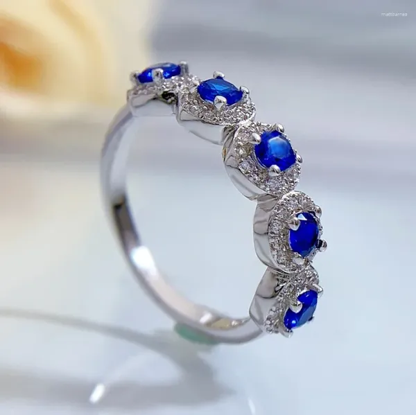 Кольца кластера SpringLady, кольцо с блестящей звездой, простое серебро S925, в форме яйца, с оливковым бриллиантом, имитация предложения руки и сердца, ювелирные изделия