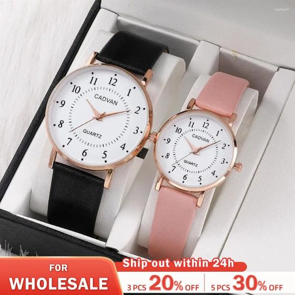 Armbanduhren 2pcs Paar Uhren beobachten Frauen Männer wasserdichte Uhr Männliche Kalender Quarzgelist Leder Damen Mann Mann