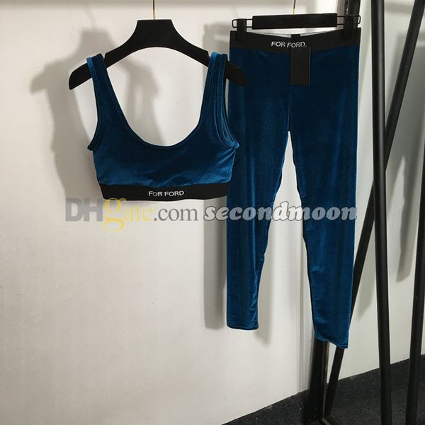 Feminino veludo agasalho letras webbing colheita superior cintura elástica esporte leggings verão yoga outfit