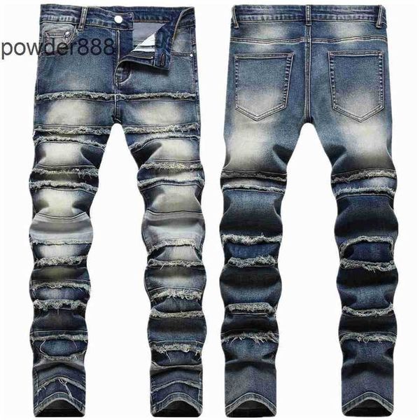 2024 Nuova gamba dritta per gli uomini Designer Hip Hop Moda Uomo Pantaloni Jeans di alta qualità Viola Moto Cool Denim Pant Y084