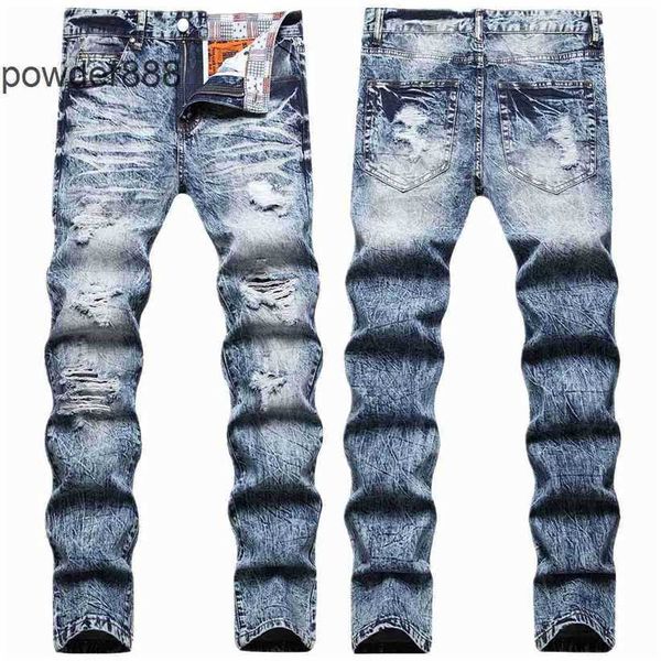 2024 neue Gerade Bein für Männer Designer Hip Hop Mode Herren Hosen Jeans Top Qualität Lila Motorrad Coole Denim Hose IQBS