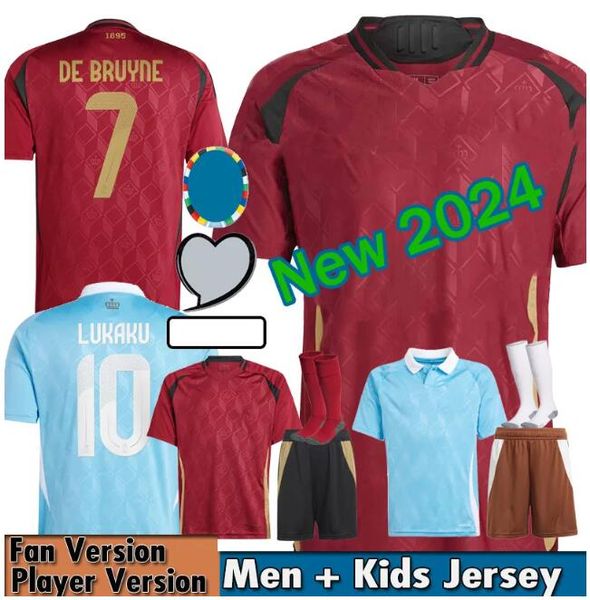 Maillot Bélgica 24 25 Jersey de futebol DE BRUYNE LUKAKU DOKU 2024 Euro Cup National Team Football Shirt 2025 Adulto Kids Kit CARRASCO TIELEMANS BAKAYOKO TROSSARD uniforme