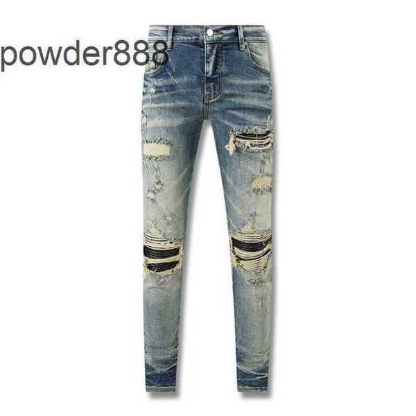 Jeans mendicante con toppa piccola lavata in stile americano High Street