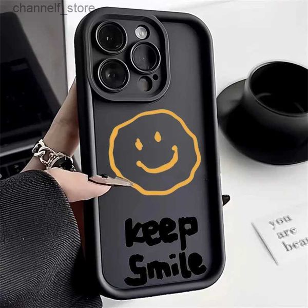 Capas de telefone celular Cartoon Simple Fashion Smile Face Capa de silicone para iPhone 15 14 13 Pro Max 12 11 Pro XR X XS Max 7 8 Plus SE 2020 Soft CoverY240325