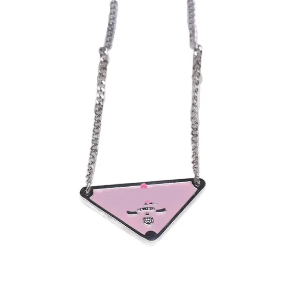 Роскошное дизайнерское ожерелье для женщин, серебряные украшения с покрытием, тонкие ожерелья, треугольный фирменный кулон с буквой, разноцветный, популярный zl191 H4