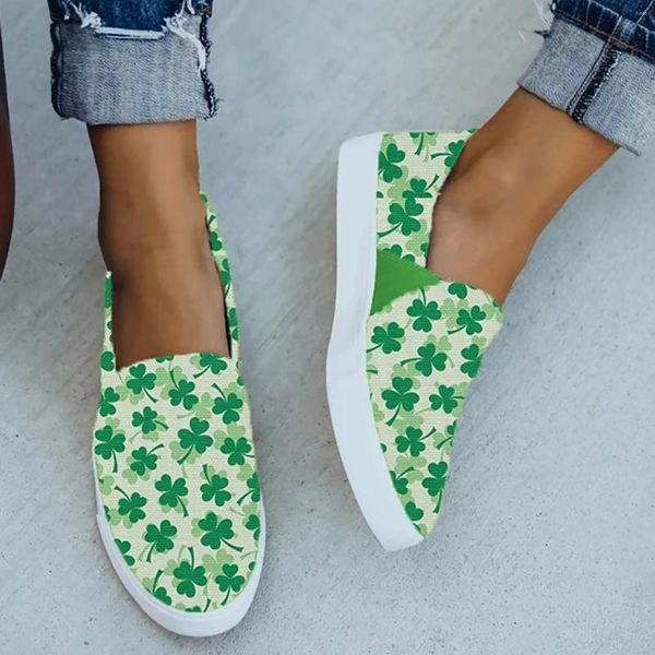 Freizeitschuhe Frauen flacher Boden Schuhe Frühling Sommer großer Mode Outdoor bequeme Klee Drucken Frauen Wohnungen Sapatos