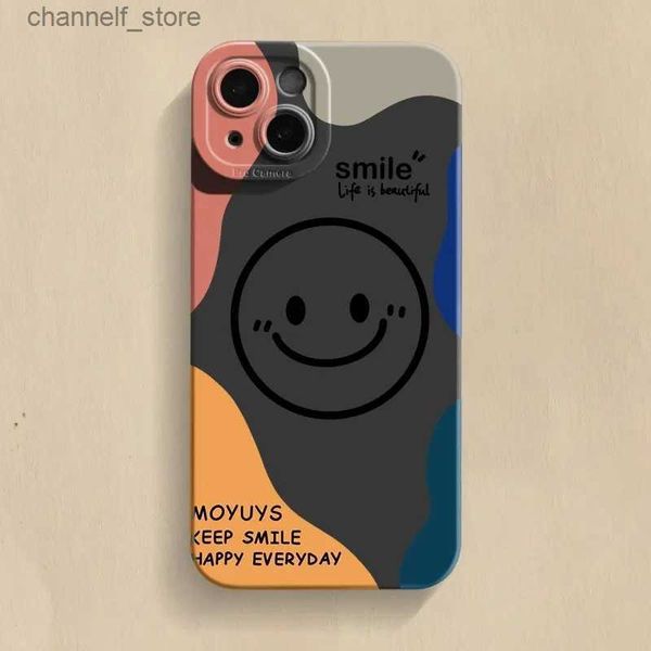 Capas de telefone celular Cute Cartoon Smile Face Phone Case para IPhone 11 12 13 14 15 Pro Max Mini X XR XS Max 7 8 15 Plus SE2020 Capa de pára-choque à prova de choqueY240325