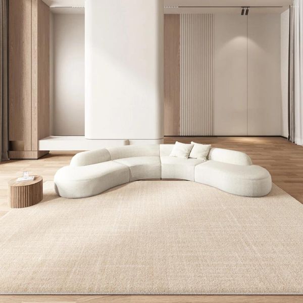 Teppiche F037-Minimalistischer Wohnzimmer-Heim-Creme-Stil, Nachttischdecke, Schlafzimmerteppich