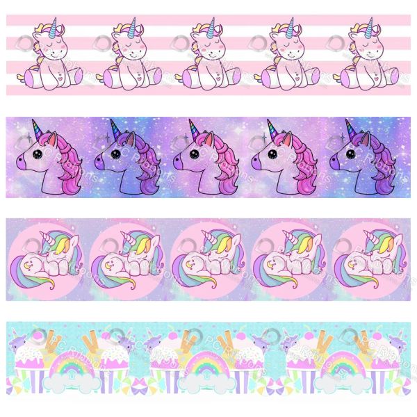 Aksesuarlar Özel Karikatür Unicorn Baskılı Grograin Polyester Şerit 50 Malk Hediye Sarma Diy Bows Noel Düğün Türsleri Kurdeleler