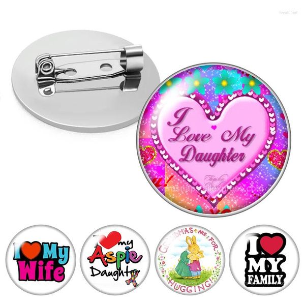 Spille Amore Famiglia Moglie Figlia Amici Padre Madre Sorella Cabochon in vetro Spilla Cupola Po Gioielli Pin Uomo Donna Regalo