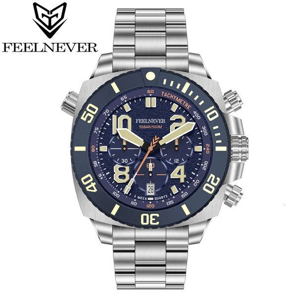 FeelNever Sport Dive Quarzuhr für Männer 316L Edelstahl Saphir Großes Zifferblatt Herrenuhren 500 Mt Wasserdichte Uhr Reloj Hombre 240315