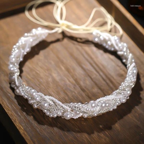 Fermagli per capelli Fascia per capelli con perle di cristallo di lusso Tiara per le donne Sposa Strass Accessori da sposa Accessori per gioielli Fascia