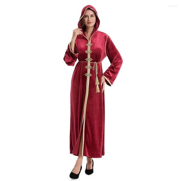 Abbigliamento etnico Velluto Eleganti Diamanti Donne musulmane Abaya Marocco Djellaba Abito lungo maxi Turchia Abito arabo Caftano Abito da sera Caftano