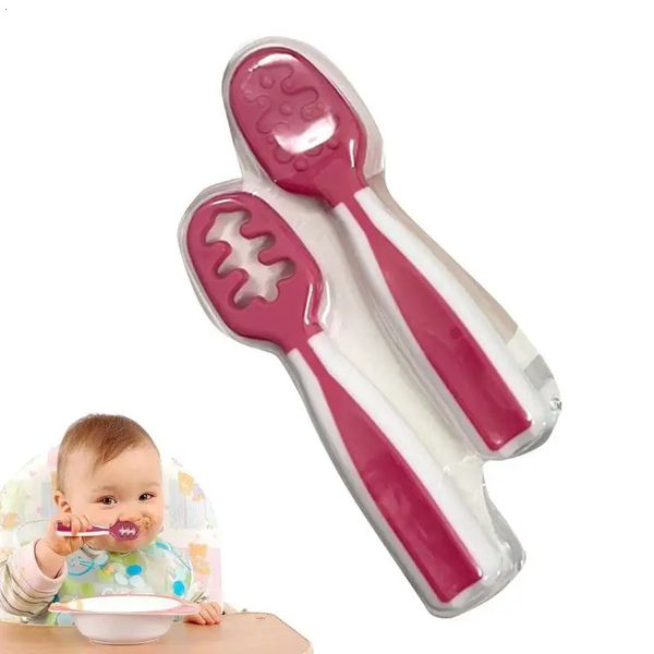 Cucchiaio per la dentizione Cucchiai per lo svezzamento autoalimentati Cucchiaio per l'alimentazione del bambino Utensili per bambini Set di addestramento per l'alimentazione del bambino per 6 mesi 240322