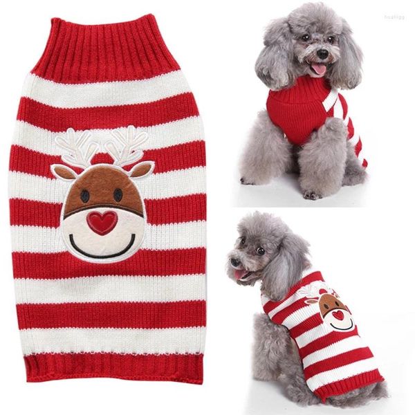 Hundebekleidung – Haustierpullover, Haustierkleidung, Welpe, Katze, Winter, warm, Rollkragen, Weihnachten, Rentiermuster für kleine Hunde