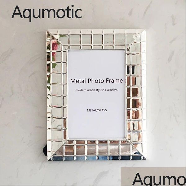 Quadros e molduras quadro aqumótico nórdico ferro p o simples sier espelho imagem decorativa metal configurar parede 6 7 8 escritório mesa ferramenta d dhm42