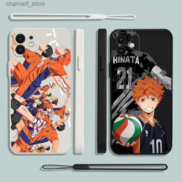 Casos de telefone celular capa de telefone de vôlei de anime de anime haikyuu para iPhone 15 14 13 12 11 Pro máximo x xr xsmax se 8 Plus Soft Liquid Silicone Covery240325