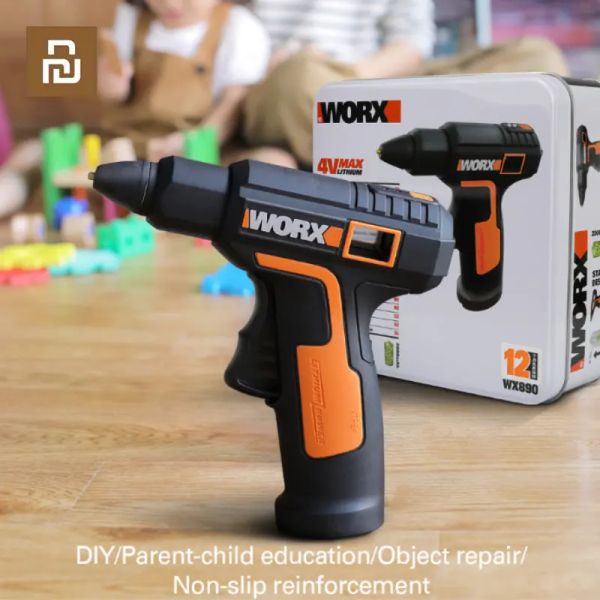 Tabanca YouPin Worx 4V eriyik sıcak tutkal tabancası WX890 Elektrikli Tabanca Şarj Edilebilir Kablosuz Onarım Aracı Isı Mini Tabancası 7mm Tutkal Sopa DIY Aracı