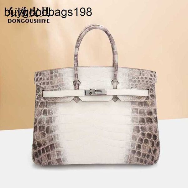 Borsa firmata Borse dell'Himalaya Vera pelle 35 Coccodrillo del Nilo Borsa da donna grande versatile Mezza mano cucita Bianca Classica Capacità più grande