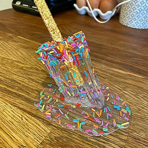 1 pz Trasparente Fusione Ghiacciolo Scultura Decorazione In Miniatura Mestiere Della Resina Ghiaccioli Gelato Accessori scrivania a casa Decorazione 240323