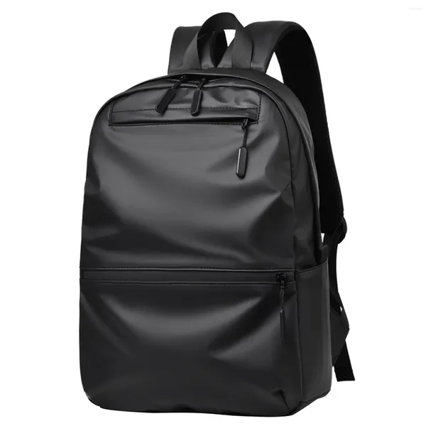Рюкзак на молнии для школы, ноутбука, большой емкости, однотонный, с несколькими карманами, для мужчин и женщин, легкий, для путешествий, для книг, для пеших прогулок, из ПВХ, водонепроницаемый