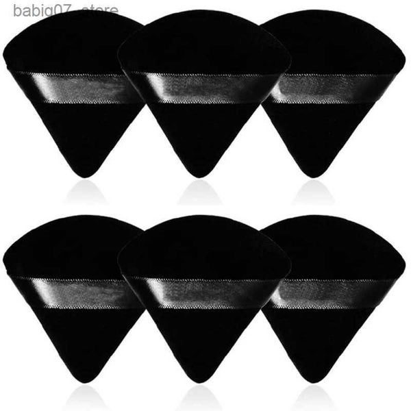 Губки Аппликаторы Хлопок 6 кусочков бархатной треугольной пуховки спонж для макияжа, используемый для контуров лица и глаз, запечатывания теней, основные инструменты, косметика Q240325