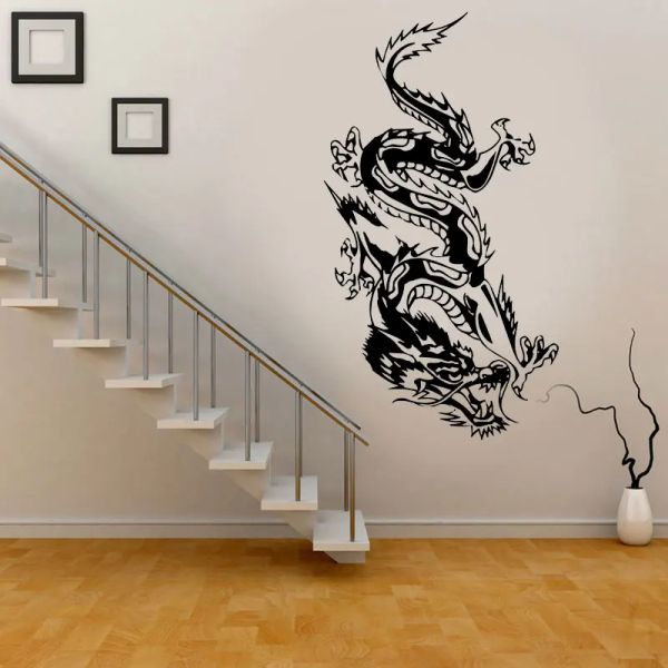Adesivos adesivo decalque vinil carro bicicleta portátil pára-choques dragão chinês decalque animal mítico sala de estar quarto mural e528