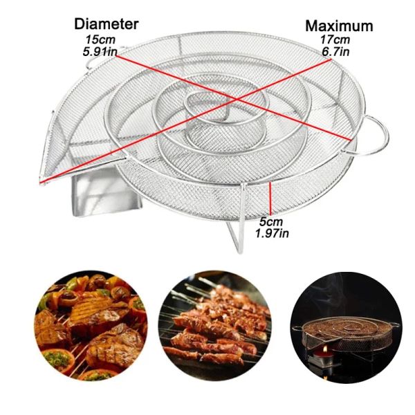 Malhas chip caixa de fumar fumante madeira poeira quente aço inoxidável churrasqueira gerador fumaça fria fumante salmão bacon peixe mini maçã madeira