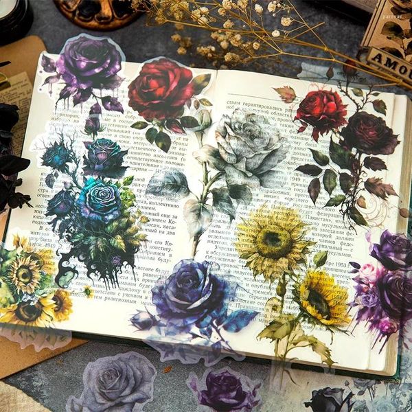 30 Pezzi Materiale Bloom Carta Scura Retro Manuale Materiali decorativi Notebook Scrittura a mano Pacchetto Scrapbook 175 105MM