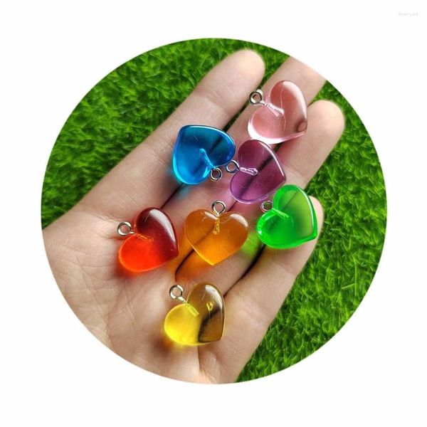Bottiglie colorate mini ciondolo a cuore resina gommosa fascino trasparente Kawaii ciondola per gioielli fai da te che fanno forniture artigianali