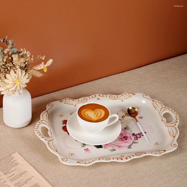 Тарелки, 1 шт., декоративный меламиновый поднос для чашки чая, элегантный держатель для хранения фруктов и закусок для дома