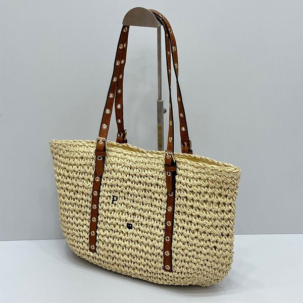 Rafia Beach Bag Designer Strohbag Beach Bag Fashion Mesh Hollow gewebt für Sommertasche Brieftasche Aprikose Sommer gewebt