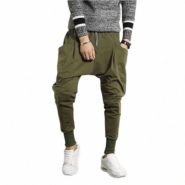 Hip Hop Corredores Homens Casual Harem Calças Soltas Baggy Hips Sweatpants Pés Magros Calças Streetwear Calças Homem Roupas Q7dX #