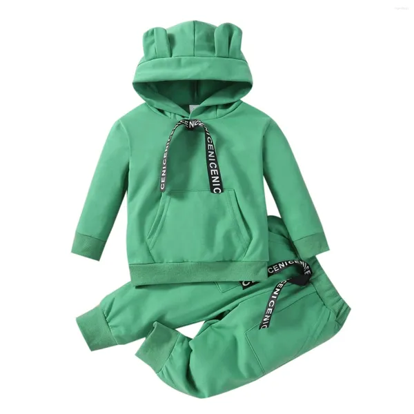 Roupas de roupas 0-4y adorável menino meninos roupas de manga longa animais fofos capuz moletom pullover tops calças de calças