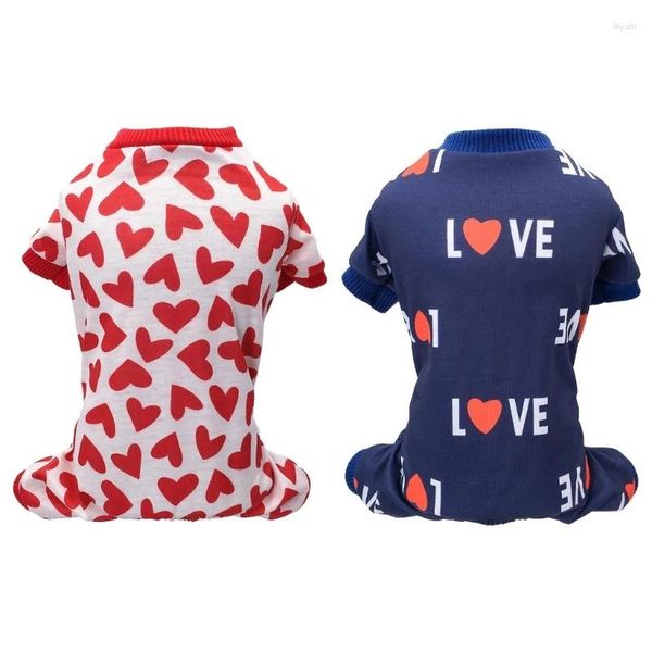 Abbigliamento per cani Camicia girocollo Primavera Abbigliamento per animali domestici Per gatto Cucciolo Costume Pullover T-shirt Love Heart Stampa Abbigliamento Forniture 090C