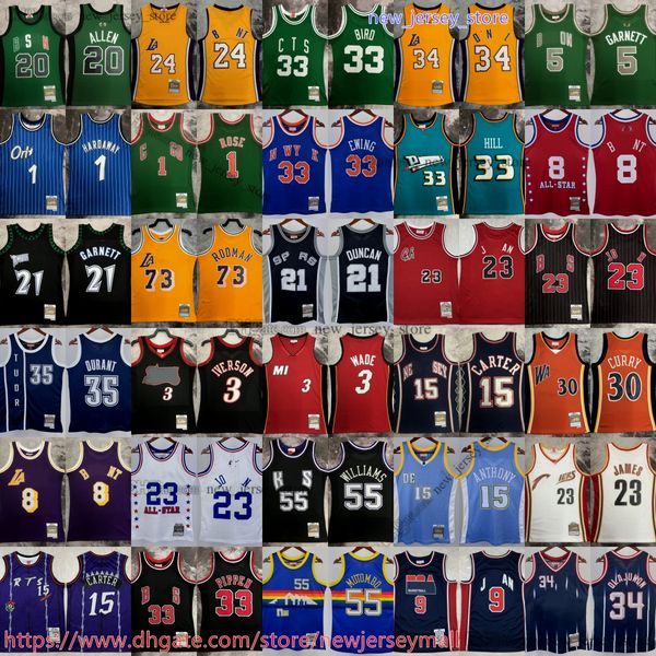 10 Dennis Rodman gedruckter Klassiker Retro -Basketball Bryant Jersey Mike Bibby Tracy Jason McGrady Williams Tony Parker Manu Ginobili Tim James Duncan Kevin Garnett