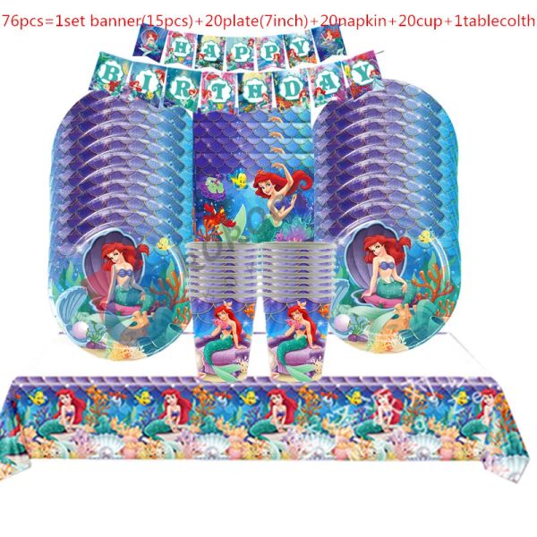 MACCHINE 1SET THE PICCOLA SIRENE AIL PRINCIPESSA GIRLI DEGORAZIONI DELLA PARTI DELLA PARTENZA TABELLA TAPPA PARTE TAPKCLOTH PARTENZE PARTENZE