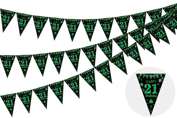 Party-Dekoration „Alles Gute zum 21. Geburtstag“, Bunting-Banner für Dreiecksflaggen-Banner, Twenty One Supplies Him Her