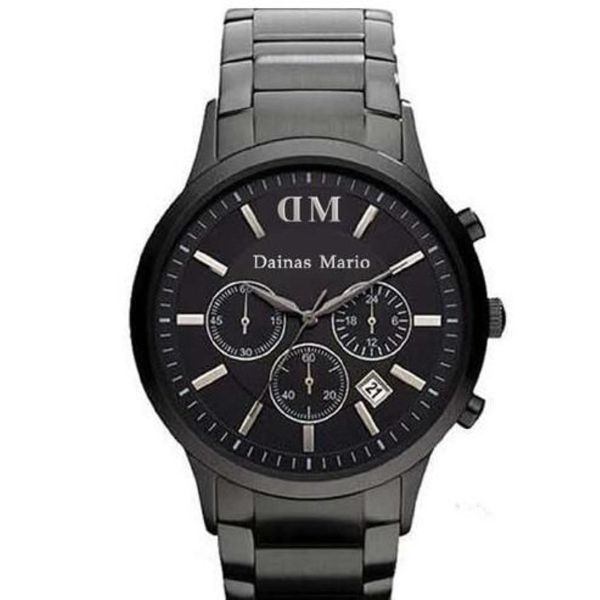 2017 moda masculina clássico cronógrafo gunmetal íon aço preto relógio masculino ar2453 ar2460 ar2461 caixa original238q