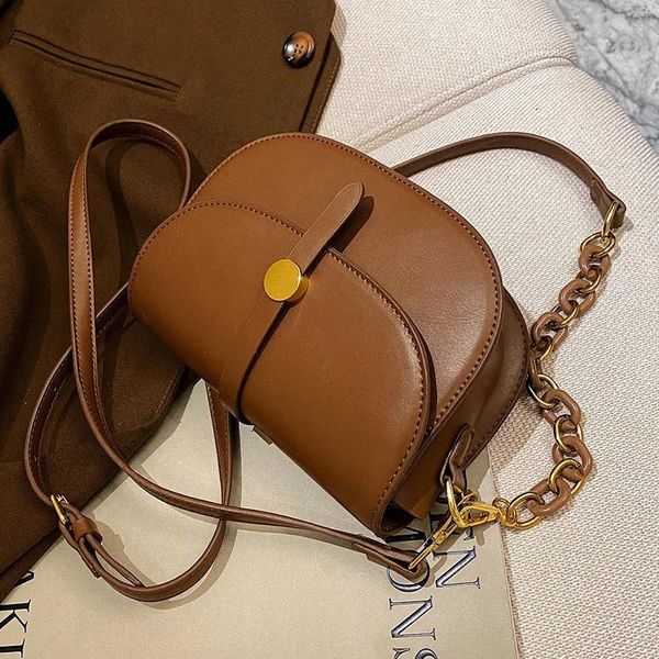 Bag Lüks Moda Kadınlar Crossbody Omuz Çantaları PU Deri Deri Yarım Direme Eyer Çantalar için C Hain Tasarımcısı