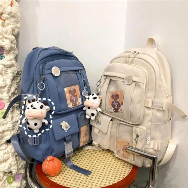 Okul çantaları kolej kitap çantası ayarlanabilir omuz kayışları alan tasarrufu sağlayan genç kızlar sırt çantası taşınabilir pürüzsüz fermuar çanta