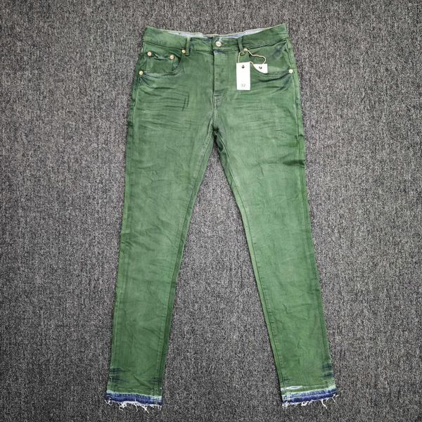 Jeans da uomo viola verde fanfare color gradiente rivestito a basso ascesa