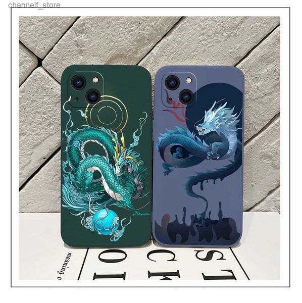 Case di telefonia cellulare carina Custodia per telefono drago di ghiaccio blu fresco per poco m5 x5 f5 f4 x4 m4 f3 x3 m3 f2 x2 pro c40 4g 5g gt silicone liquido covery240325