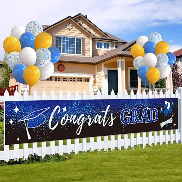 Decoração de festa Classe de 2024 Suprimentos Graduação Banner Set Parabéns Grad Backdrop Yard Sign para