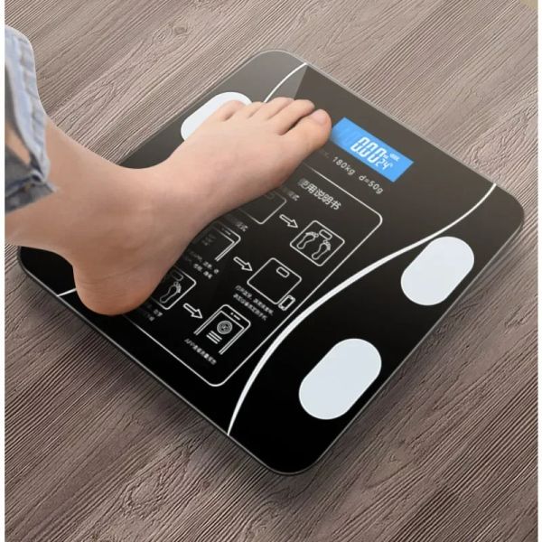 Bilancia Bluetooth Smart Body Fat Scale Bilancia digitale per il corpo con schermo LCD Strumenti per l'analisi della composizione BMI