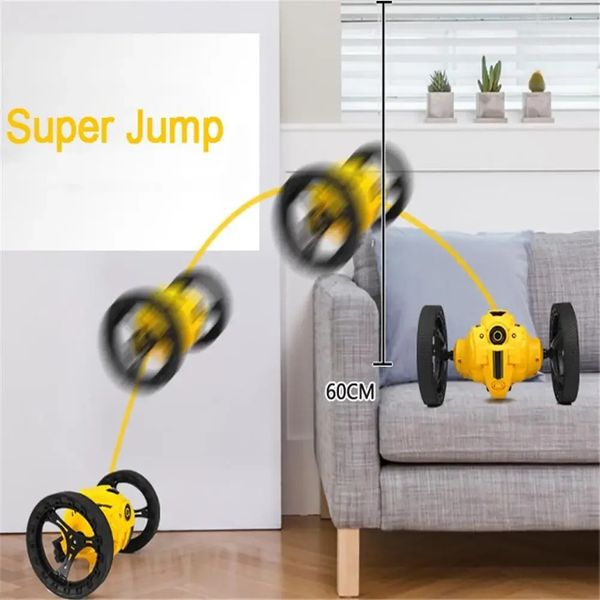 WiFi RC Hochgeschwindigkeit Video Fernbedienung Jumping Car Stunt Stunt Spielzeug LED Scheinwerfer Smart Bounce Racer Weihnachtsgeschenk 720p Kamera 240318