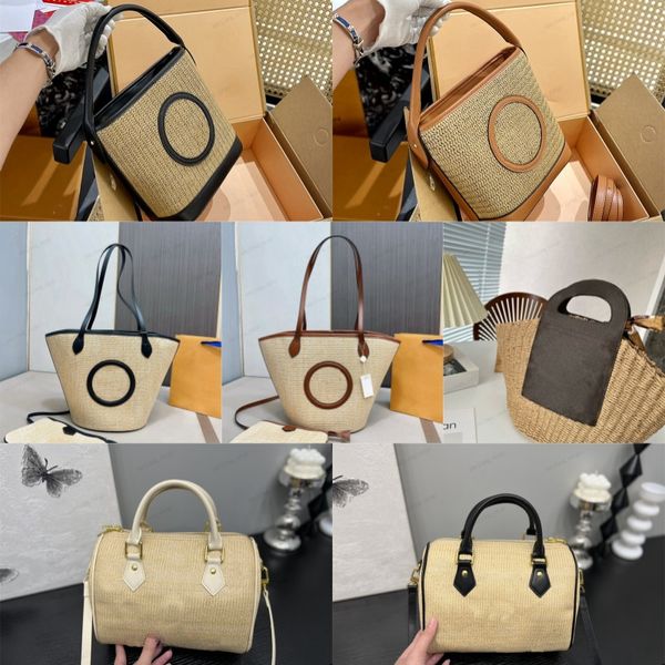 Designer di lusso Moda Borsa in paglia da uomo Logo circolare Borse a tracolla a tracolla Borsa da donna sotto le ascelle Borsa a tracolla in tessuto Borsa classica pochette borse in tessuto